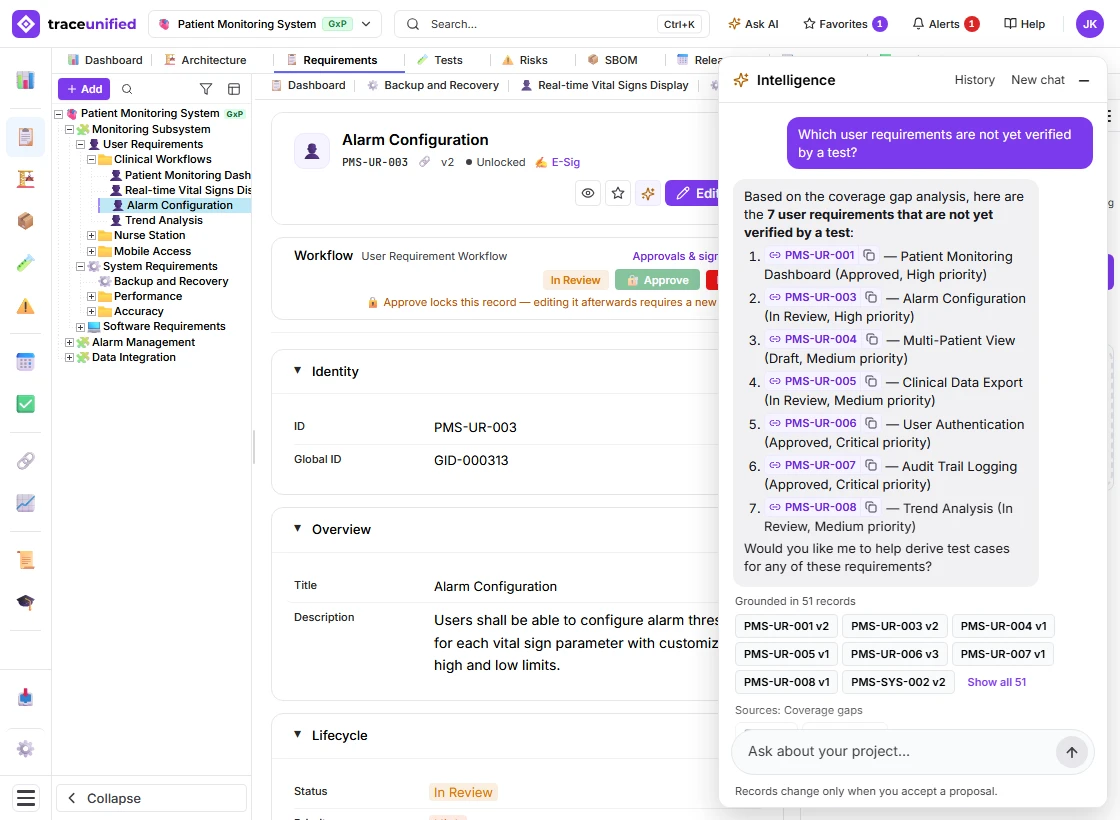 traceunified Ask AI view